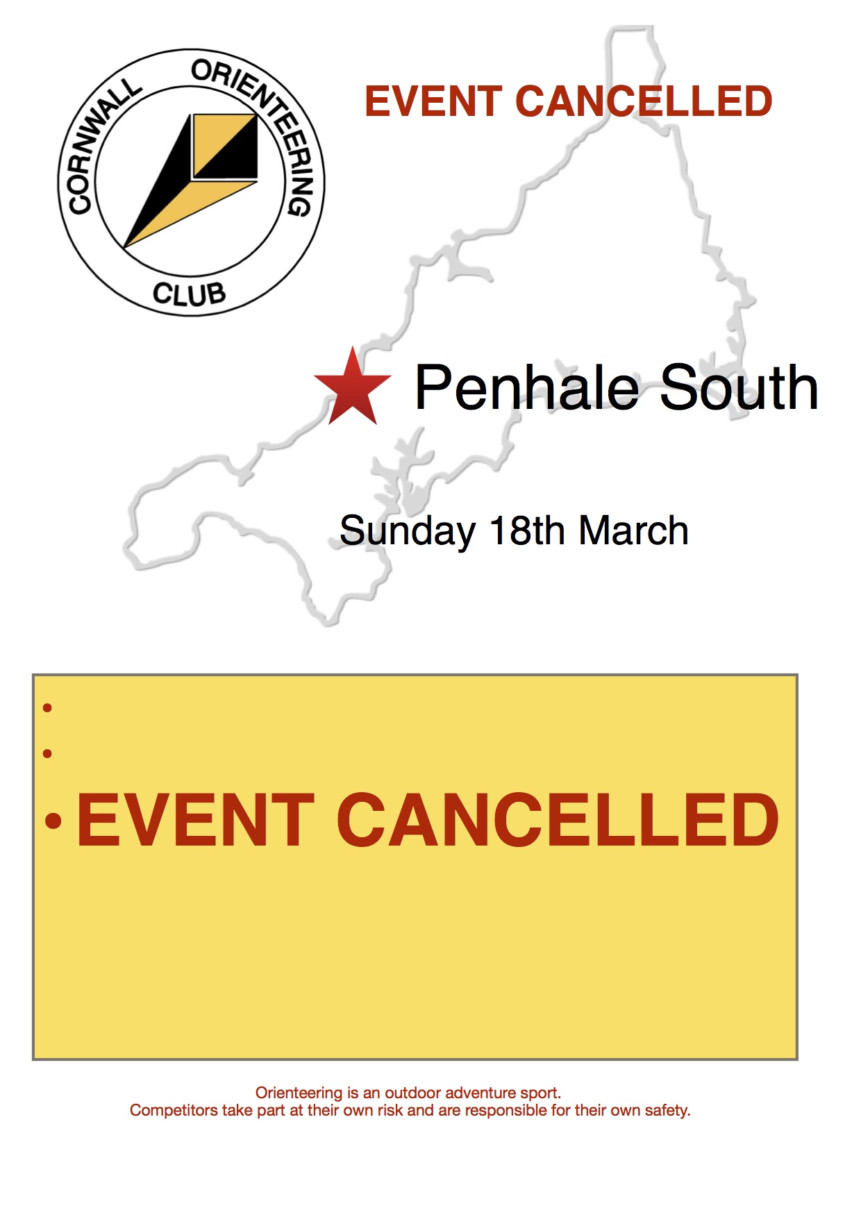 Event details for Penhale 18/03/2018