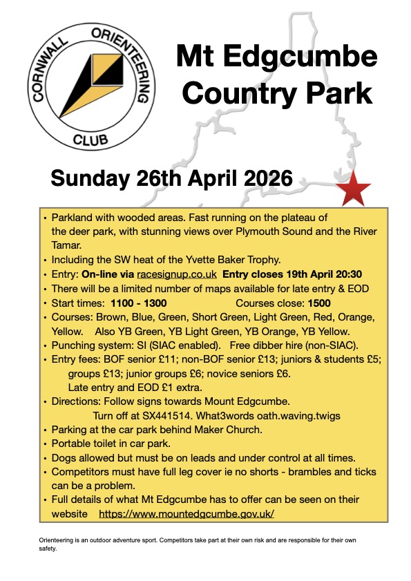 Flyer for Mt Edgcumbe event 2026
