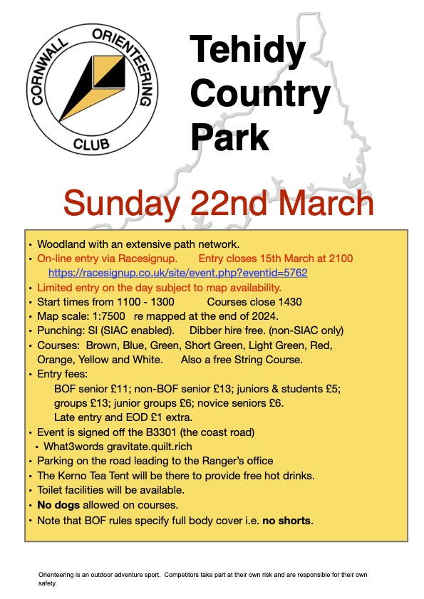 Flyer for Tehidy event 2026